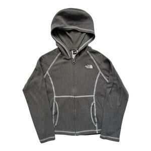 The North Face Zip-Up Sweatshirt Girls Small Gray Hood Pockets Outdoors Casual